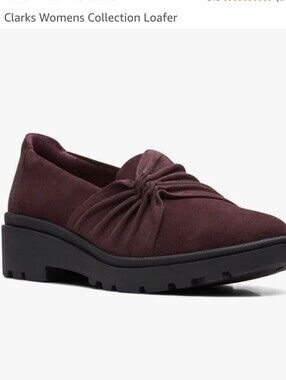 Clarks Women's Burgundy Suede Knot-Detail Loafer